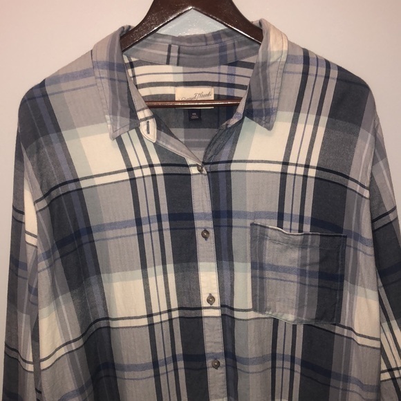 UNIVERSAL THREADS Button Down Blue & Gray Flannel/ Women's Size XXL "EUC" - Picture 3 of 11
